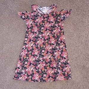 girls floral, cold-shouldered dress
